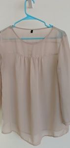 Sheer pink 3/4 sleeve blouse